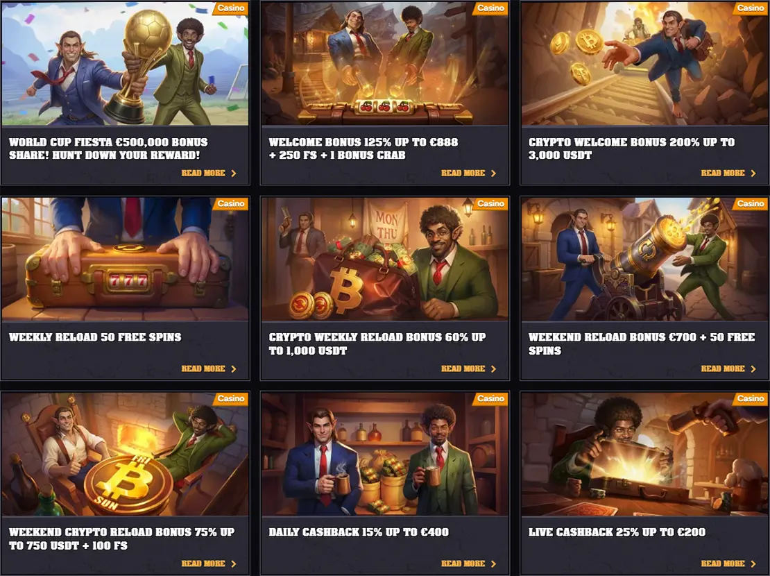 Wintino casino bonuses